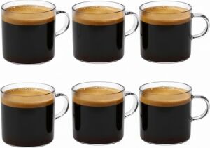 6'lı Şeffaf Cam Espresso Bardak Seti – Isıya Dayanıklı Minimal Tasarım Kahve Bardakları – 6 cm Yükseklik, 6 cm Çap – Türk Kahvesi, Espresso ve Kafe Kullanımı Için Şık Sunum Bardakları