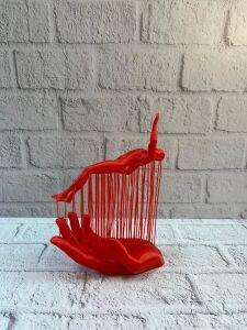 3D El Insan Figürü Kırmızı Minimal Modern Ev ve Ofis Dekoru 12X18 cm