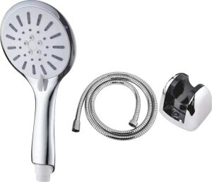Krem Duş Başlığı Seti 4 Kademeli El Duşu Spiral Hortumlu Banyo Seti