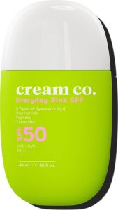 Cream Co. SPF50 Pink Güneş Koruyucu Krem, Ton Eşitleyici Leke Karşıtı, Aydınlatıcı, 40 Ml, Güneş Serumu