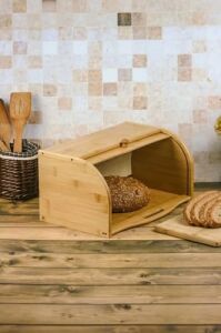 Bambu Lüks Panjur Kapaklı Büyük Ekmek Dolabı, Dolabı, Ekmek Sepeti Sandığı, Ekmeklik, Çok Amaçlı Bambu Kutu