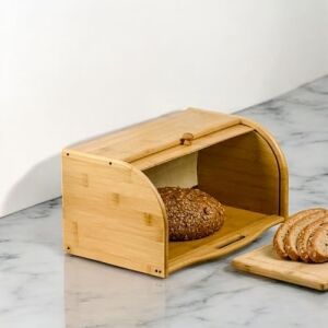 Bambu Lüks Panjur Kapaklı Büyük Ekmek Dolabı, Dolabı, Ekmek Sepeti Sandığı, Ekmeklik, Çok Amaçlı Bambu Kutu