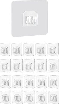 Smartizi 20'li Çiftli Banyo Köşe Rafı Yedek Sticker (60X60MM) - 20 Parça Mega Ekonomik Paket Güçlü Raf Tutucu Seti