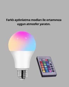 Rgb Uzaktan Kumandalı LED Ampul 16 Renk Dekoratif Aydınlatma