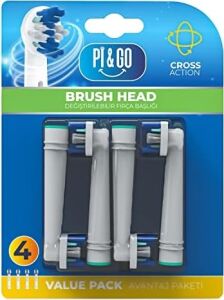 Pi&go Oral B Şarjlı Diş Fırçası Uyumlu Yedek Başlık - Elektrikli Diş Fırçası Yedek Başlığı, 4 Adet
