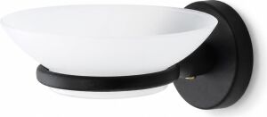 Sabunluk Siyah, Duvar Tipi, Metal, Yapışkanlı ve Vidalı Montaj, 35 mm Oval Bantlı Banyo Aksesuarı