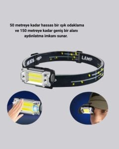 Şarj Edilebilir LED Kafa Feneri 215 Lümen Xpe Cob Güçlü Aydınlatma