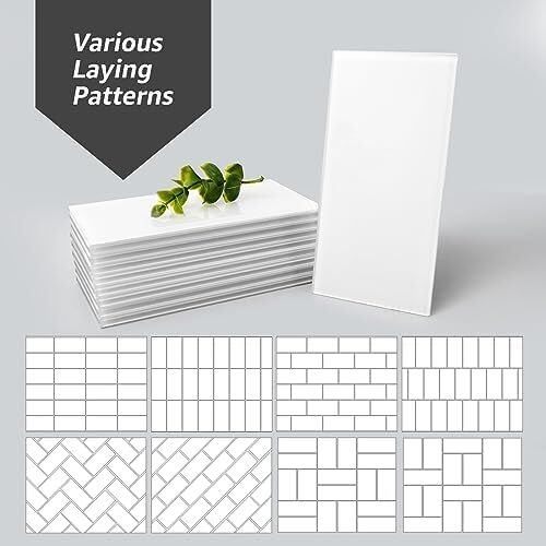 ART3D Mutfak Veya Banyo Için 32 Parça Soy ve Yapıştır Tezgah Üstü Cam Karo, 7,62 cm x 15,24 cm Metro Beyaz Arka Sıçrama Fayansları
