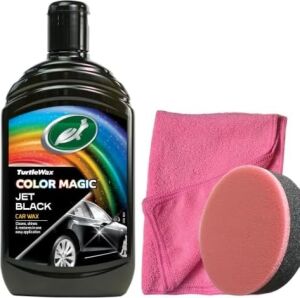 Turtle Wax Jet Black Renkli Cila Siyah 500 ml + Pasta Cila Süngeri + 3 Bez