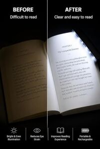 Busstier LED Kitap Okuma Işığı, Kitap Arasına Yerleştirilebilir Ince Okuma Lambası, Gece Okuma ve Seyahat Için Taşınabilir Aydınlatma Paneli