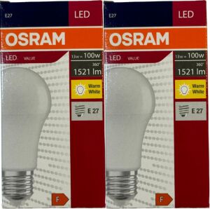 LED Ampul, E27 Duy, 13W (100W), 2700K Sarı Işık, Enerji Tasarruflu, 2 Adet