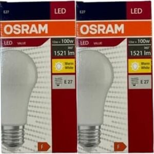 LED Ampul, E27 Duy, 13W (100W), 2700K Sarı Işık, Enerji Tasarruflu, 2 Adet
