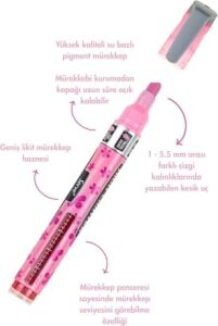 Lıkıt Kalem Desenli Pastel Pembe