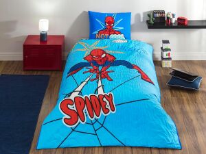 Spiderman Thwip Standart Pamuk Nevresim Takımı, Mavi, Tek Kişilik