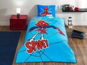 Spiderman Thwip Standart Pamuk Nevresim Takımı, Mavi, Tek Kişilik
