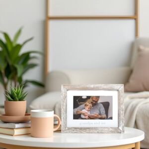 Pearhead Grandpa & Me Keepsake Rustik Resim Çerçevesi, Babalar Günü Hediyesi Büyükbaba Için Eskitilmiş