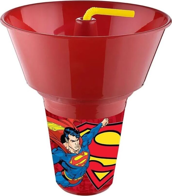 Supermn Lisanslı Cips ve Mısır Kovalı Pipetli Bardak