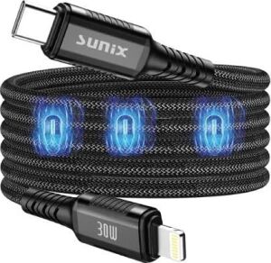 30W Mıknatıslı Usb-C Lightning Data ve Şarj Kablosu Ip-30