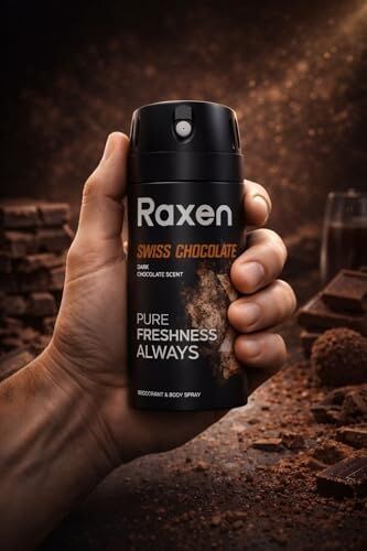 Raxen Erkek Deodorant Spreyi - Chocolate Serisi - 150ML - Etkili Ter Kokusu Önleyici - Alüminyumsuz ve Leke Bırakmayan Formül - Gün Boyu Ferahlık Veren Erkek Vücut Spreyi