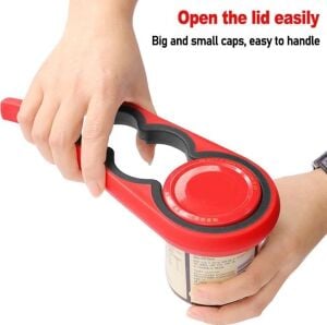 Kavanoz Kapağı Açacağı + 5 Adet Kavanoz Kapağı Hediyeli – Ergonomik Kaymaz Tasarım, Konserve ve Kavanoz Açma Aparatı, Mutfak Için Pratik Yardımcı Set