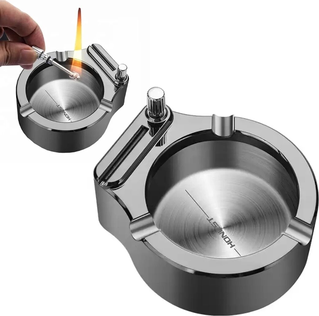 Metal Çakmaklı Küllük Zippo Yakıt Ile Çalışır
