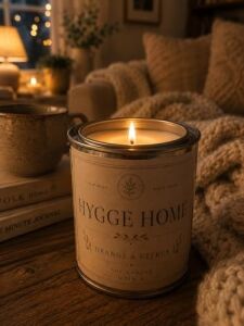 Vmga Hygge Home Portakal & Narenciye Aromalı Soya Mum 220GR | Cozy Ev Dekorasyonu Için Dekoratif Metal Kavanoz Mum | Rahatlatıcı Iskandinav Hygge Atmosferi