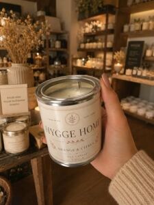 Vmga Hygge Home Portakal & Narenciye Aromalı Soya Mum 220GR | Cozy Ev Dekorasyonu Için Dekoratif Metal Kavanoz Mum | Rahatlatıcı Iskandinav Hygge Atmosferi