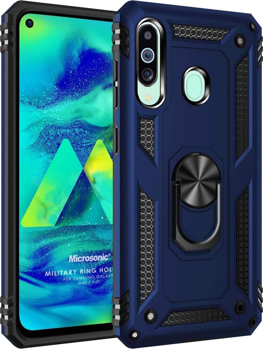 Galaxy A60 Kılıf Military Ring Holder Lacivert