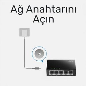 Cudy FS105 5-Port 10/100MBPS Metal Kasa Masaüstü Switch, Tak ve Çalıştır, Duvara Monte Edilebilir Tasarım, Fansız Sessiz Çalışma, Ev ve Ofis Için Ethernet Çoklayıcı