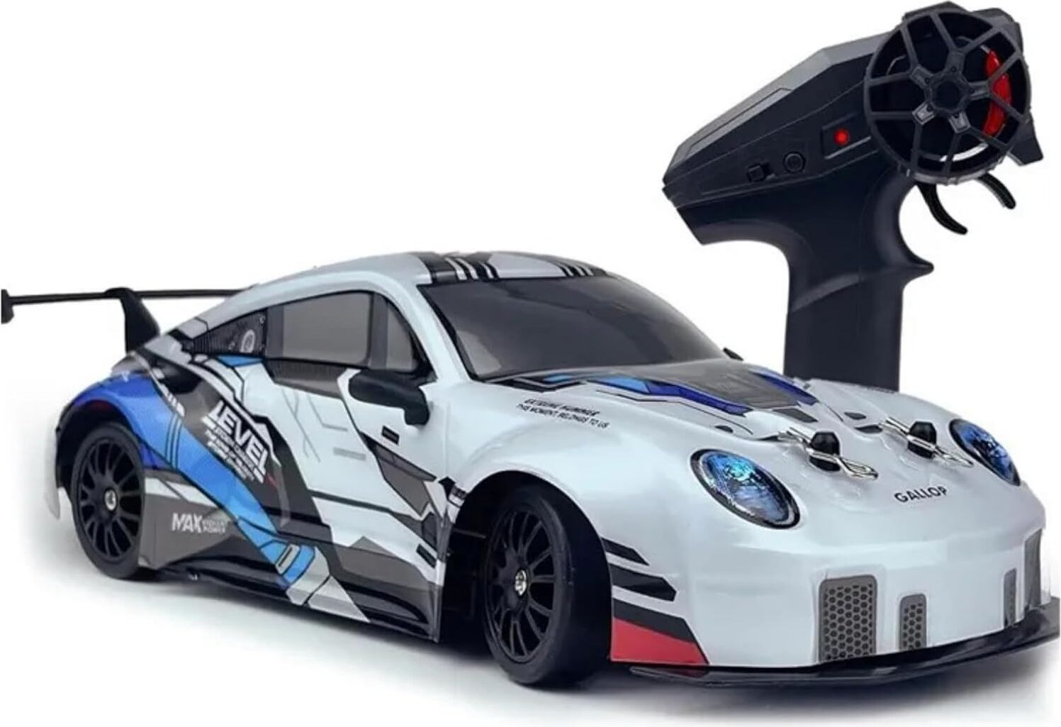 Oyuncak Uzaktan Kumandalı Rc Drift Arabası, Şarjlı, Işıklı, Full Fonksiyon,drift Atabilen Araba 4 Adet Kuka 4 Adet Drift Tekeri 2.4 Ghz Kumanda Drift Arabası Model (Mavi)