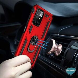 Xiaomi Redmi 10 2022 Için Kılıf Military Ring Holder Siyah [redmi 10 2022 ile Uyumlu Kılıf - Siyah]