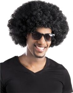 Siyah Renk Kıvırcık Afro Bonus Parti Peruğu