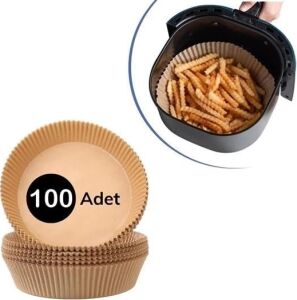 100 Adet  Air Fryer Pişirme Kağıdı Tek Kullanımlık  Yağlı Kağıdı Yuvarlak Tabak Model