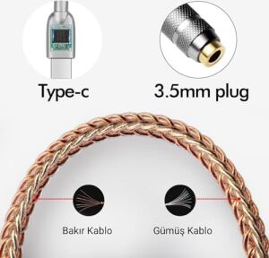Type-C - 3.5 ALC5686 Çip Hifi Dac Ses Kartı Kulaklık Kablosu (Usb Başlık)