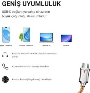 Type-C - 3.5 ALC5686 Çip Hifi Dac Ses Kartı Kulaklık Kablosu (Usb Başlık)