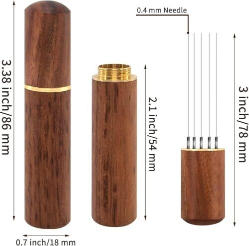 Aputue Espresso Kahve Karıştırıcı, Espresso Dağıtımı Için Profesyonel Kahve Karıştırma Wdt Aracı, El Tampers Karıştırma Aracı Doğal Ahşap Saplı Iğne Tipi Dağıtıcı