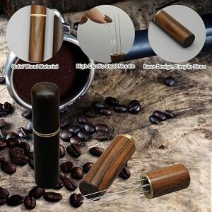 Aputue Espresso Kahve Karıştırıcı, Espresso Dağıtımı Için Profesyonel Kahve Karıştırma Wdt Aracı, El Tampers Karıştırma Aracı Doğal Ahşap Saplı Iğne Tipi Dağıtıcı