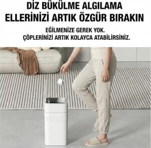 Otomatik Hareket Sensörlü Çöp Kovası, Banyo Çöp Kovası, Çocuk Odası Çöp Sepeti, Çöp Kutusu, (2 Adet 1.5 V Aa Pil, Piller Pakete Dahil Değildir) 9 Litre - 15X22X32 cm
