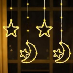 Su Geçirmez 3 Metre LED Işıklı Ay ve Yıldız Işık Zinciri Dekoratif Fişli Aydınlatma Ev Dekorasyonu Salon Oda Merdiven Balkon Süslemeleri Için Yılbaşı Eğlence Doğum Günlerine Özel Aydınlatma