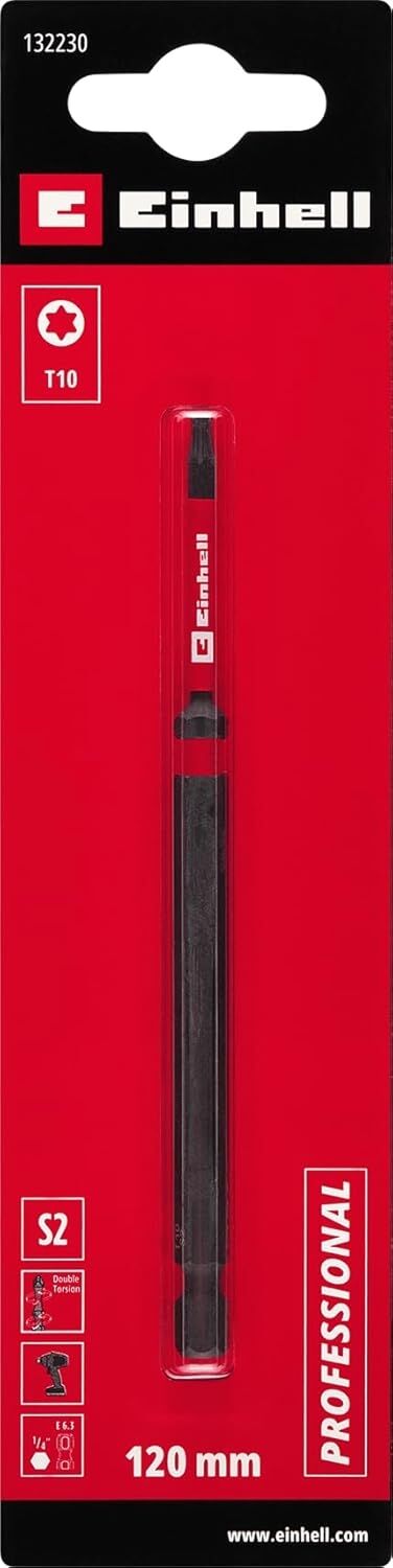 Orijinal  Çift Torsiyonlu Darbeli Bit, 120 Mm, T10 (S2 Çelik, Yüksek Dayanıklılık, Çift Torsiyon Etkisi, Kırmızı Renk Halkası, E 6.3 Sap) - 49132230