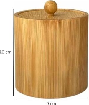Doğal Bambu Ahşap Baharatlık – Kapaklı Silindir Saklama Kabı | 9X10 cm El Yapımı Mutfak Düzeni