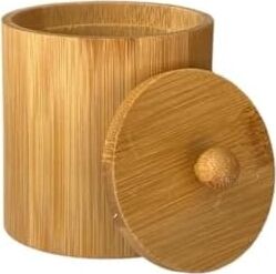 Doğal Bambu Ahşap Baharatlık – Kapaklı Silindir Saklama Kabı | 9X10 cm El Yapımı Mutfak Düzeni