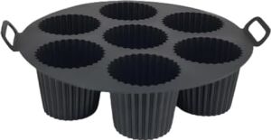 Airfryer Silikon Kek Pişirme Kalıbı 7 Bölmeli, Silikon Cupcake Kek Pişirme Kabı Air Fryer Muffin Fırın Kalıbı (1 Adet Siyah - 20 Cm)