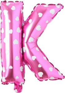K Harfi 16 Inç Pembe Kalpli Renk Folyo Balon 36 cm (Pembe)