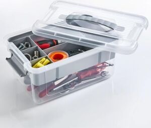 Bölmeli ve Katlı Plastik Organizer Makyaj Düzenleyici – Kilitli Takım Sandığı Organizer Kutu, Taşıma Kulplu Çok Amaçlı Düzenleyici, Katlı Saklama Kutusu (Asorti Renk) (9 Litre)