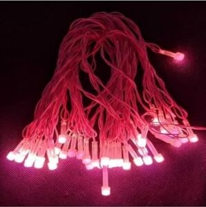 Gaman Yılbaşı Aydınlatması 10 Metre 220 Vold Sabit Aydınlatma 38 LED Işık- Fişli Pembe