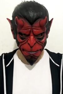 Halloween Maske Hellboy Kırmızı Boynozlu