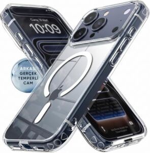 iPhone 17 Pro Max Için Ultra Super Şeffaf Magsafe ile Uyumlu Gerçek 9h Temperli Cam Arka Yüzey - Darbe Emici Tpu Yan Kenarlar, Kristal Berraklığında Şeffaf Kılıf (17 Pro Max)