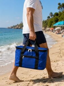 Mavi Renk 22 Litre Termal Piknik ve Taşıma Çantası – Su Geçirmez Kumaş, Kalın Yalıtımlı Iç Kaplama, 2 Bölmeli Soğuk-Sıcak Tutucu Çanta (39X27X23 Cm)