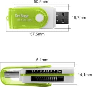 Pc Için USB Sd Kart Okuyucu, Micro Sd Karttan USB Adaptörüne, Kamera Için Ms Duo, Micro Ms Kart Okuyucu Hafıza Kartı Okuyucu, Pc, Dizüstü Bilgisayar Için Kart Okuyucu Yeşil